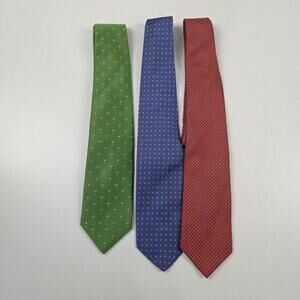 Brooks Brothers Silk Ties Mens Set of 3 Green Blue Red‎ Made Italy USA Patterned